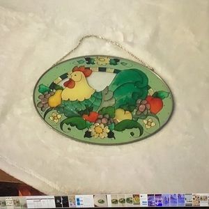 Vintage Joan Baker Designs Rooster Stained Glass SunCatcher.